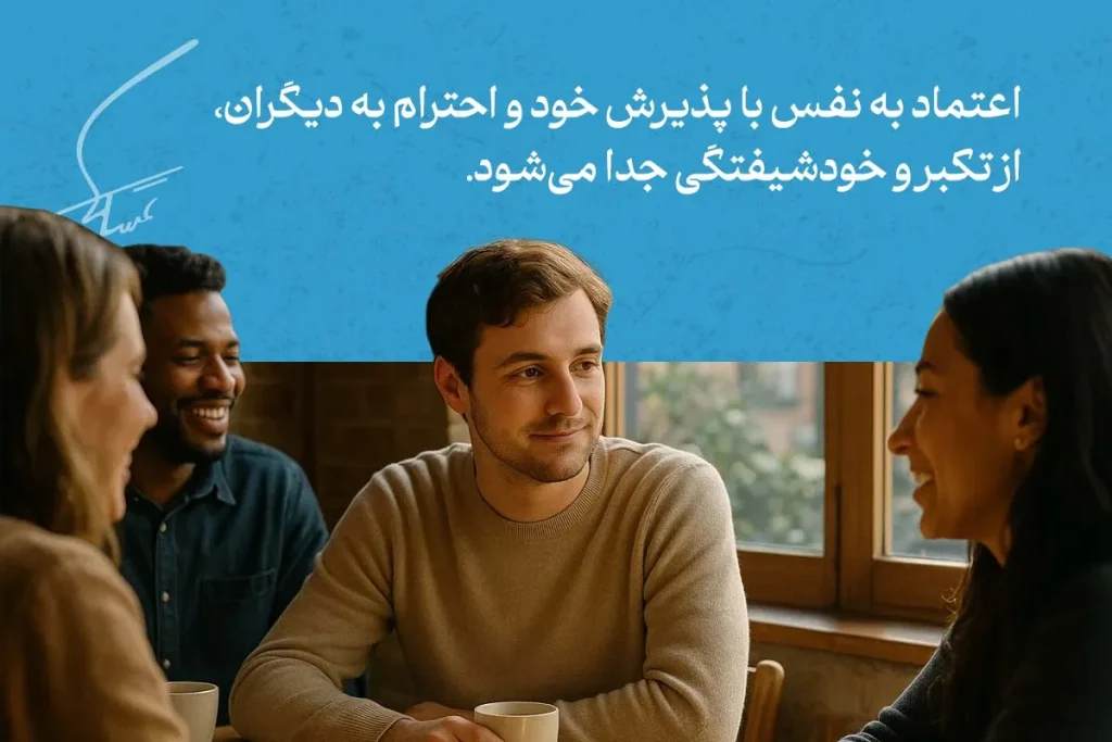 اعتماد به نفس در روابط اجتماعی با لبخند، احترام به دیگران و پذیرش خود تقویت می‌شود