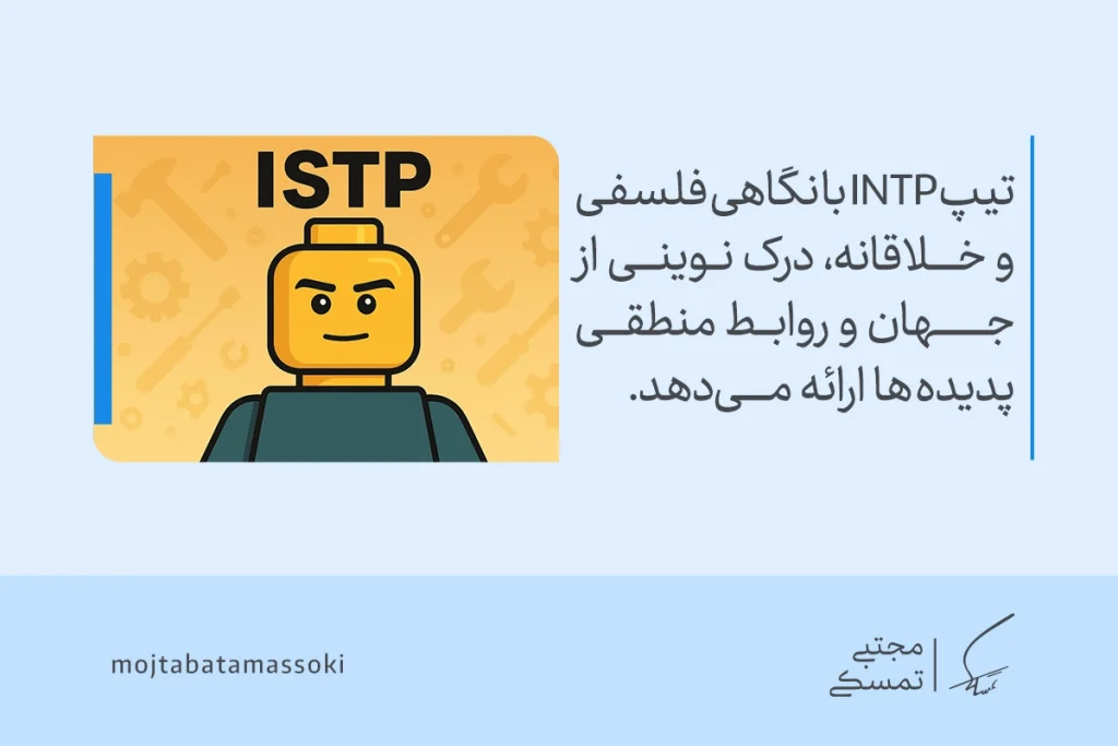 عکس آدمک زرد با چهره مصمم و لباس تیره که تیپ شخصیتی mbti نوع ISTP را نمایش می‌دهد و بیانگر ذهن عمل‌گرا و منطقی است.